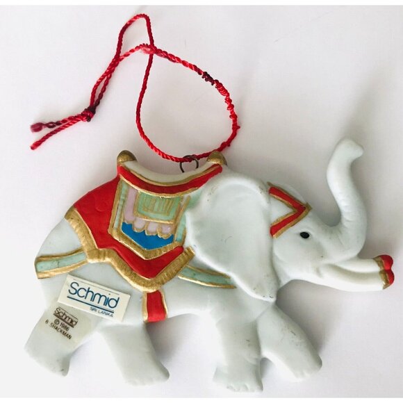 1986 Schmid Shackman Elephant Ornament Carousel Collection Vintage Ceramic - Picture 1 of 5